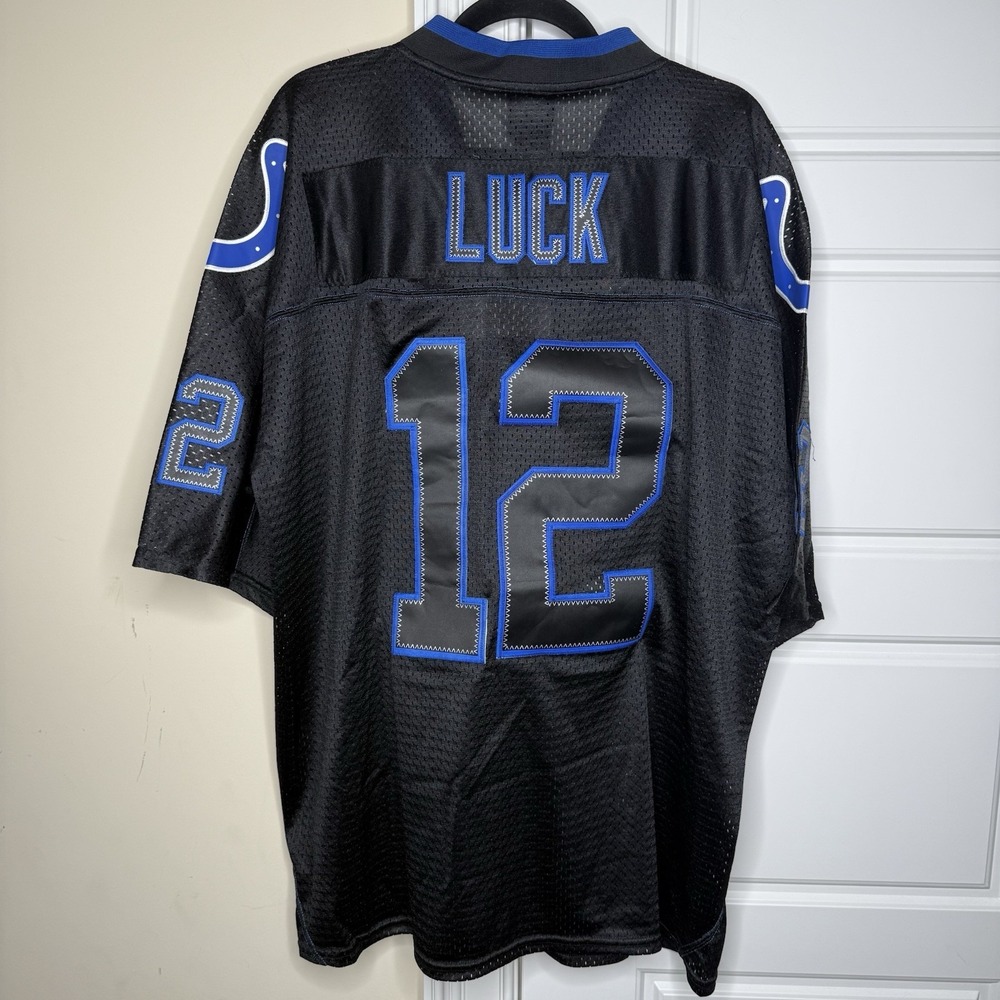 Reebok NFL Indianapolis Colts Jersey Men's X-Large Black On Field Andrew Luck 12 - Picture 2 of 12
